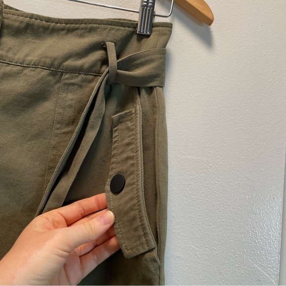 Gilli Straight Leg Women’s Pants Capri With Belt High Waisted Size M - Olive - Picture 4 of 16